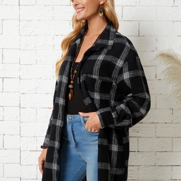 Plaid Drop Shoulder Jacket - Picture 3 of 5